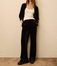 Faherty Women's Stretch Silk Velvet Pant in black - women's pants