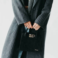 Pretty Simple Women's Nixie Nubuck Vegan Leather Small Crossbody Tote in black - women's bag - detail view