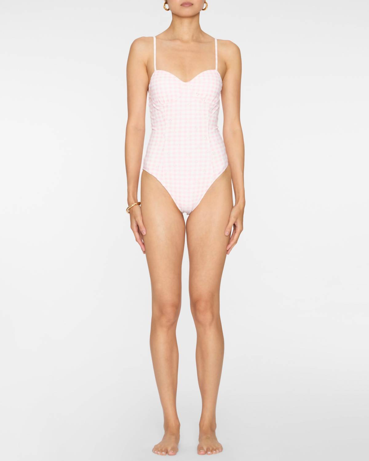 LoveShackFancy Mina One-piece Swimsuit in angel pink - women's swimwear
