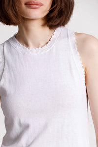 Minnie Rose - Cotton Cashmere Frayed Tank