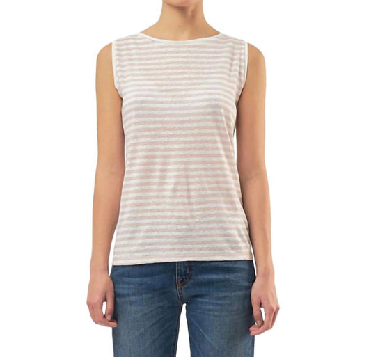 Majestic Filatures - STRETCH LINEN STRIPE BOATNECK TANK TOP