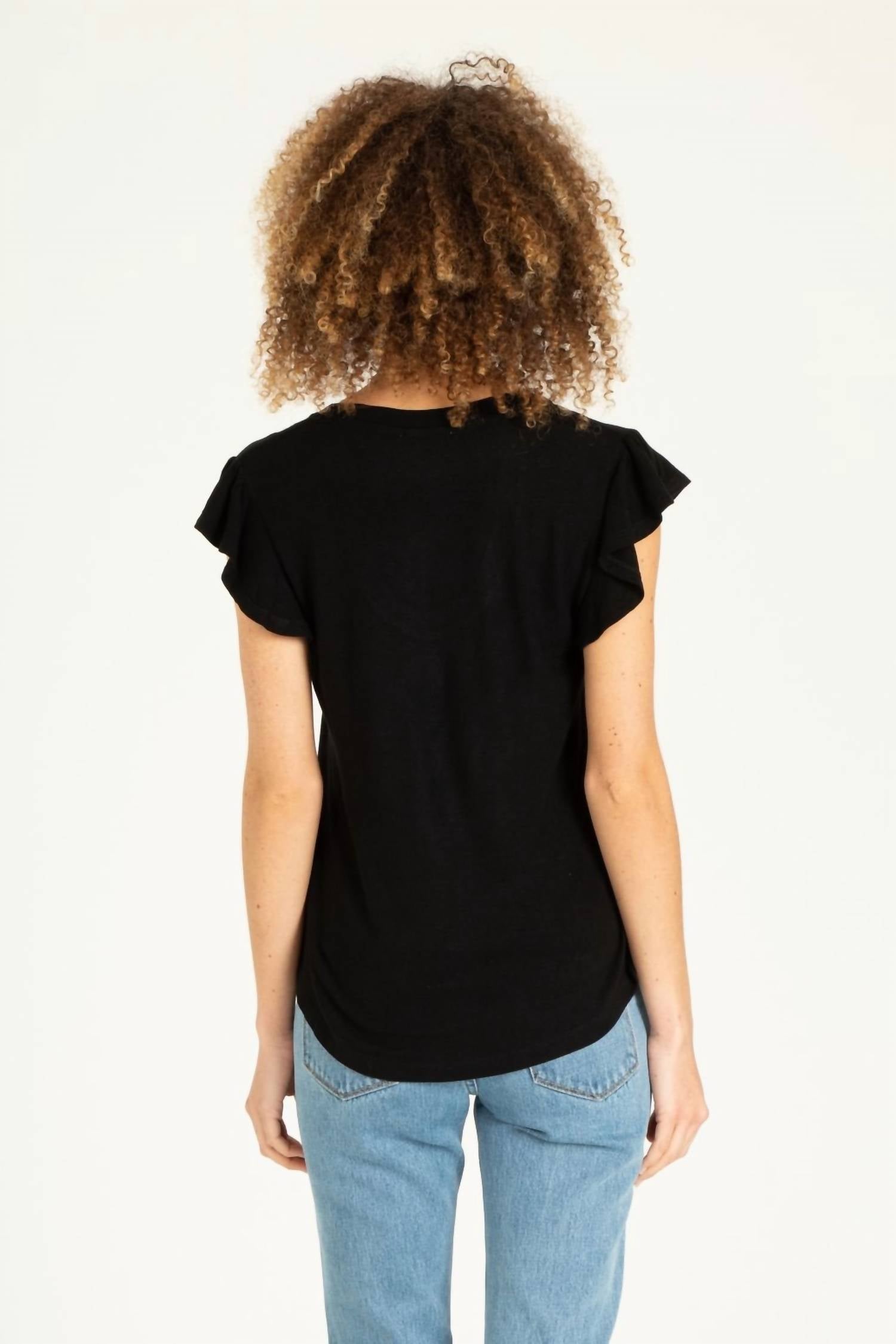 Another Love Jaqui Top in black - women's long sleeve top - detail view
