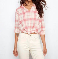 Charlie B - Plaid Printed Twist Blouse