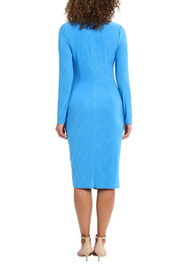 London Times - Long Sleeve Ruched Detail Dress