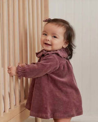 Rylee + Cru Velour Baby Dress in cranberry - kids' dress - alternate view