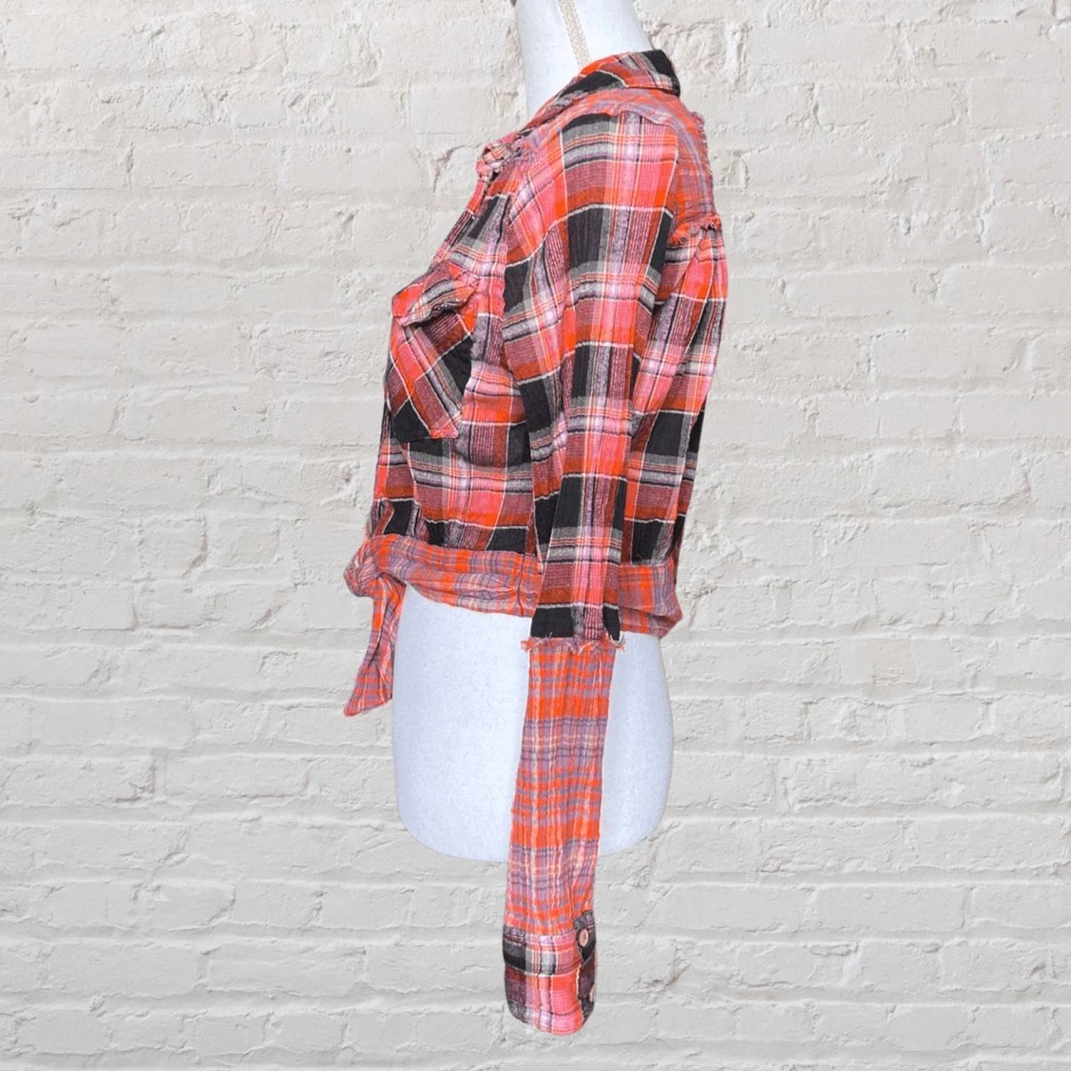 Free People First Bloom Plaid Shirt in red - women's shirt - view 5