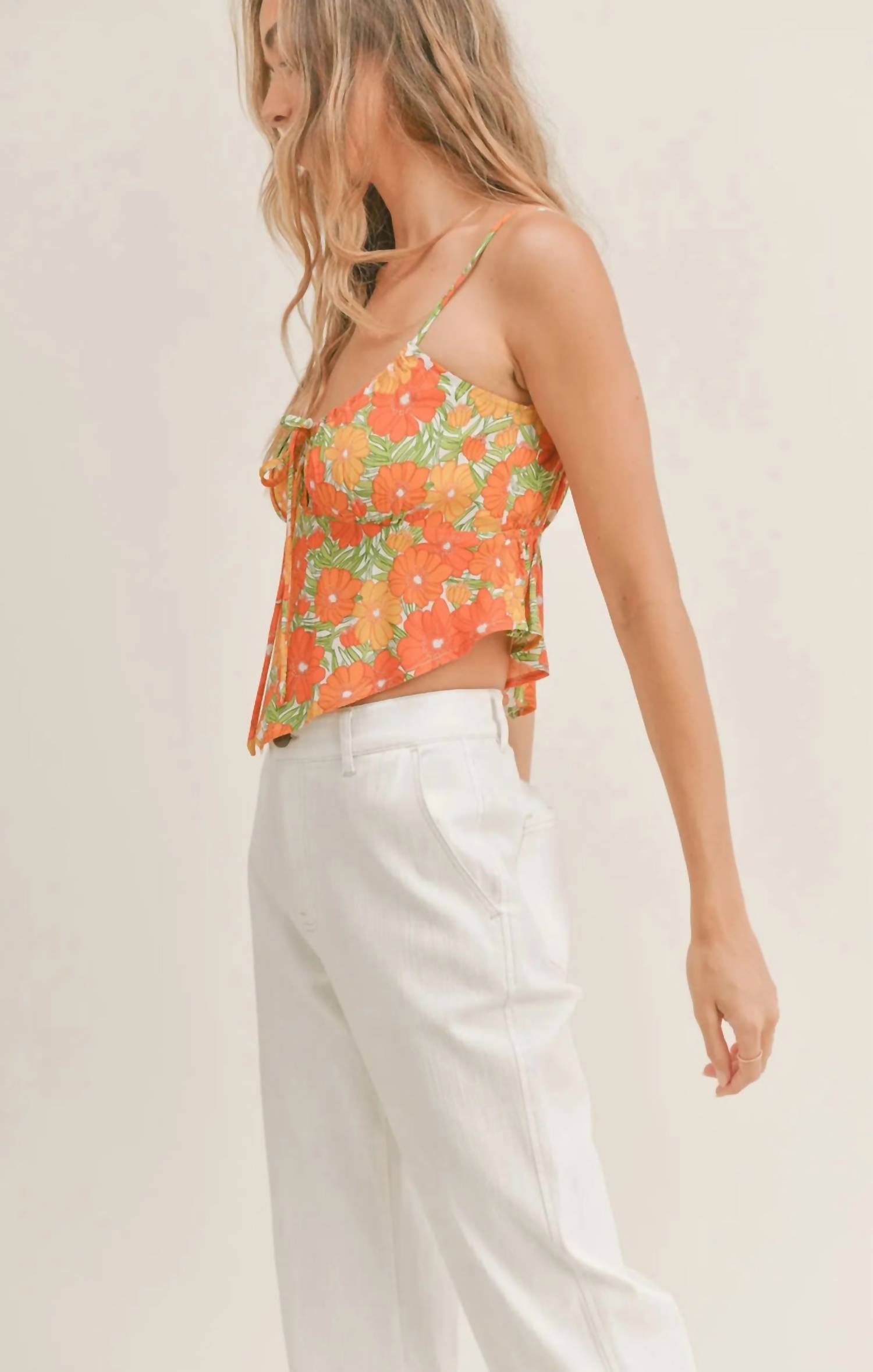 Sadie & Sage - Summer Forever Tie Front Camisole Top
