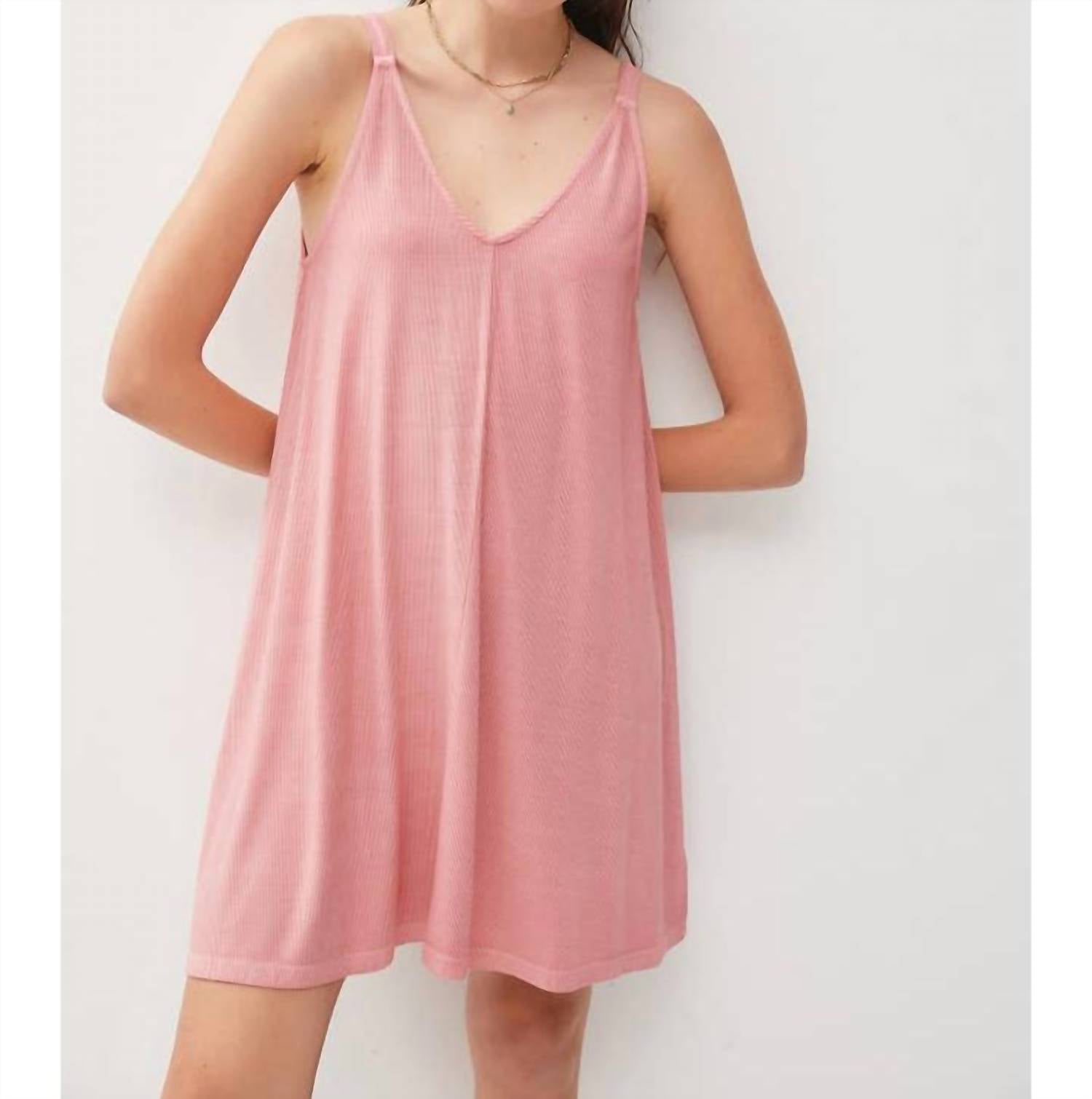Be Cool - Ribbed V-neck Knit Mini Dress