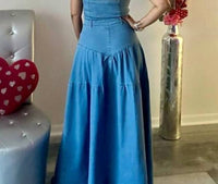 Lizette Collection - Button Down Denim Maxi Dress