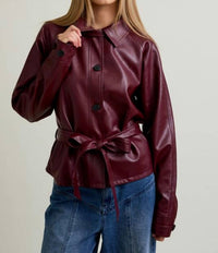 Le Lis - Short Faux Leather Trench Coat