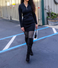 Surelymine - My Perfect Long Sleeves Mock Neck Sweater Dress