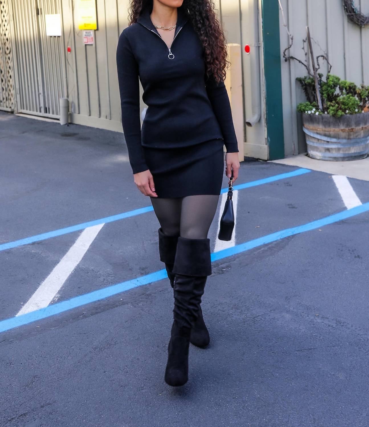 Surelymine - My Perfect Long Sleeves Mock Neck Sweater Dress