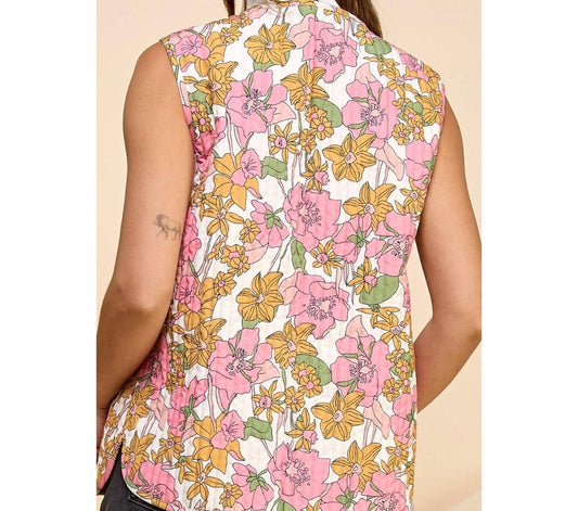 Veveret - Quilted Blossom Ribbon Tie Vest