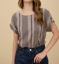 Blu Pepper - Stripe Cuff Sleeve Top