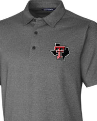 Cutter & Buck Men's Texas Tech Forge Lonestar Pride Polo in heathered charcoal - men's shirt - detail view