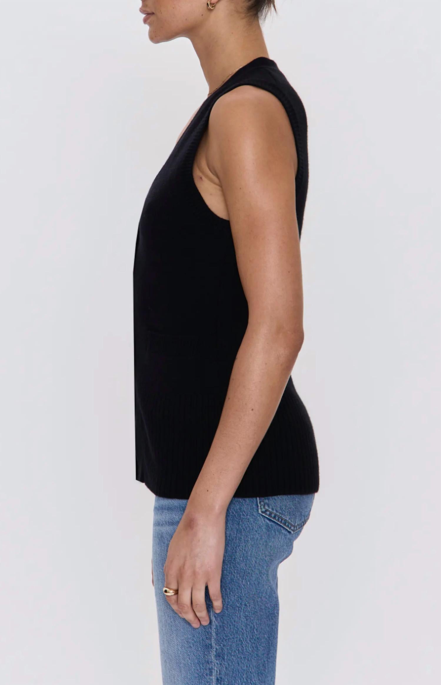 PISTOLA Audra Vest Cardigan Sweater in noir - women's cardigan - alternate view