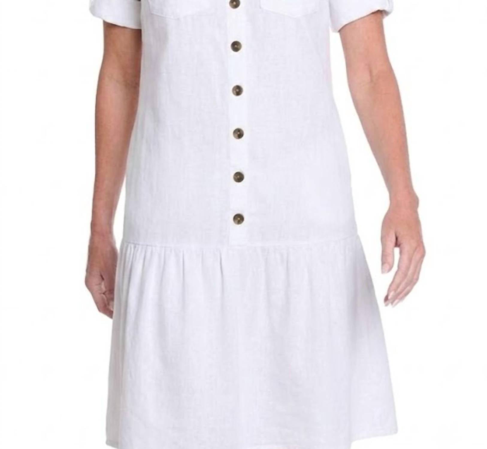 Multiples - Twill & Denim Dress With Flounce Hem