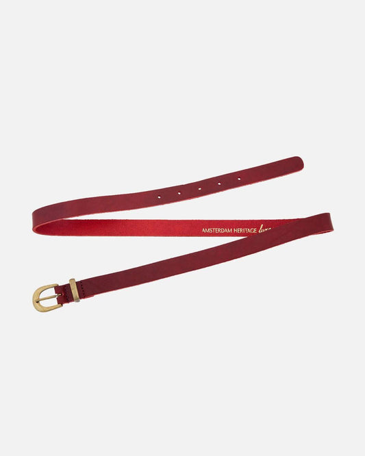 Amsterdam Heritage - Ank | Skinny Leather Belt With Gold Buckle & Keeper