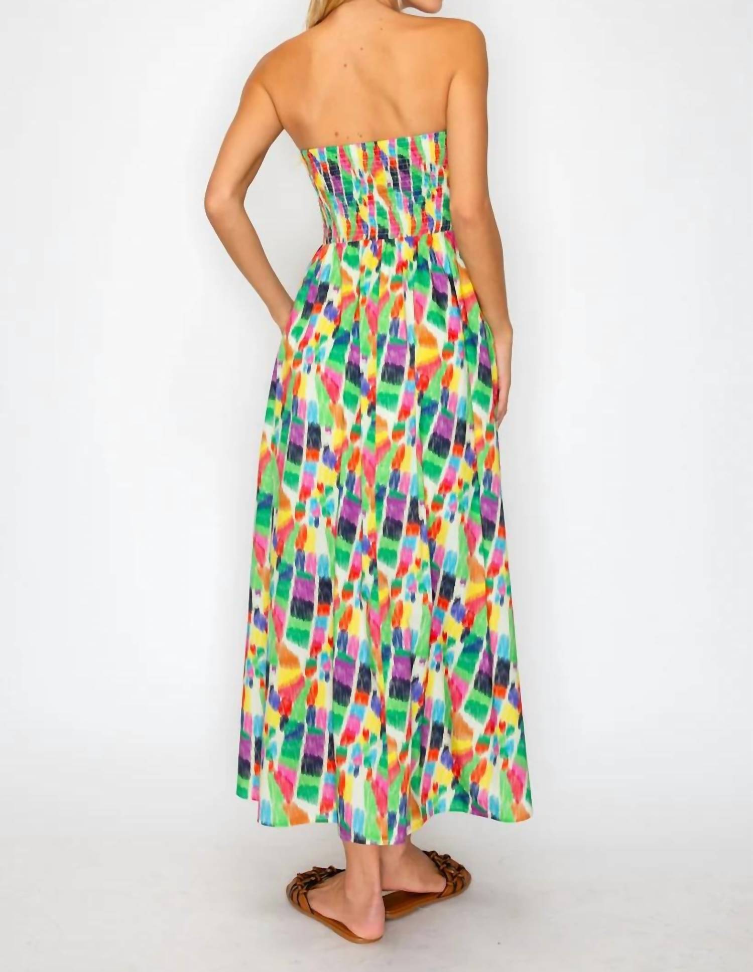 Meet Me In Santorini - Strapless Midi Dress