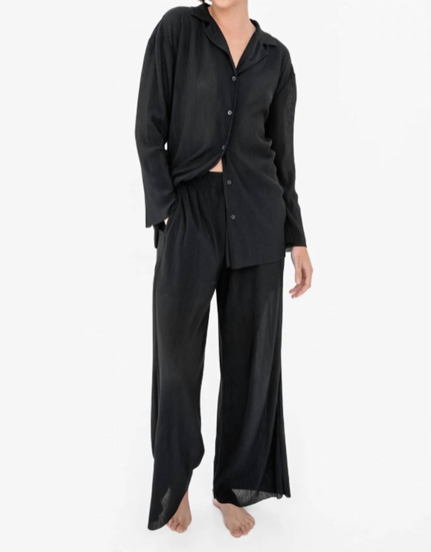 Mono B - Micro Pleated Wide Leg Pants