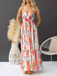 Trendsi - Printed Spaghetti Strap Maxi Dress with Pockets