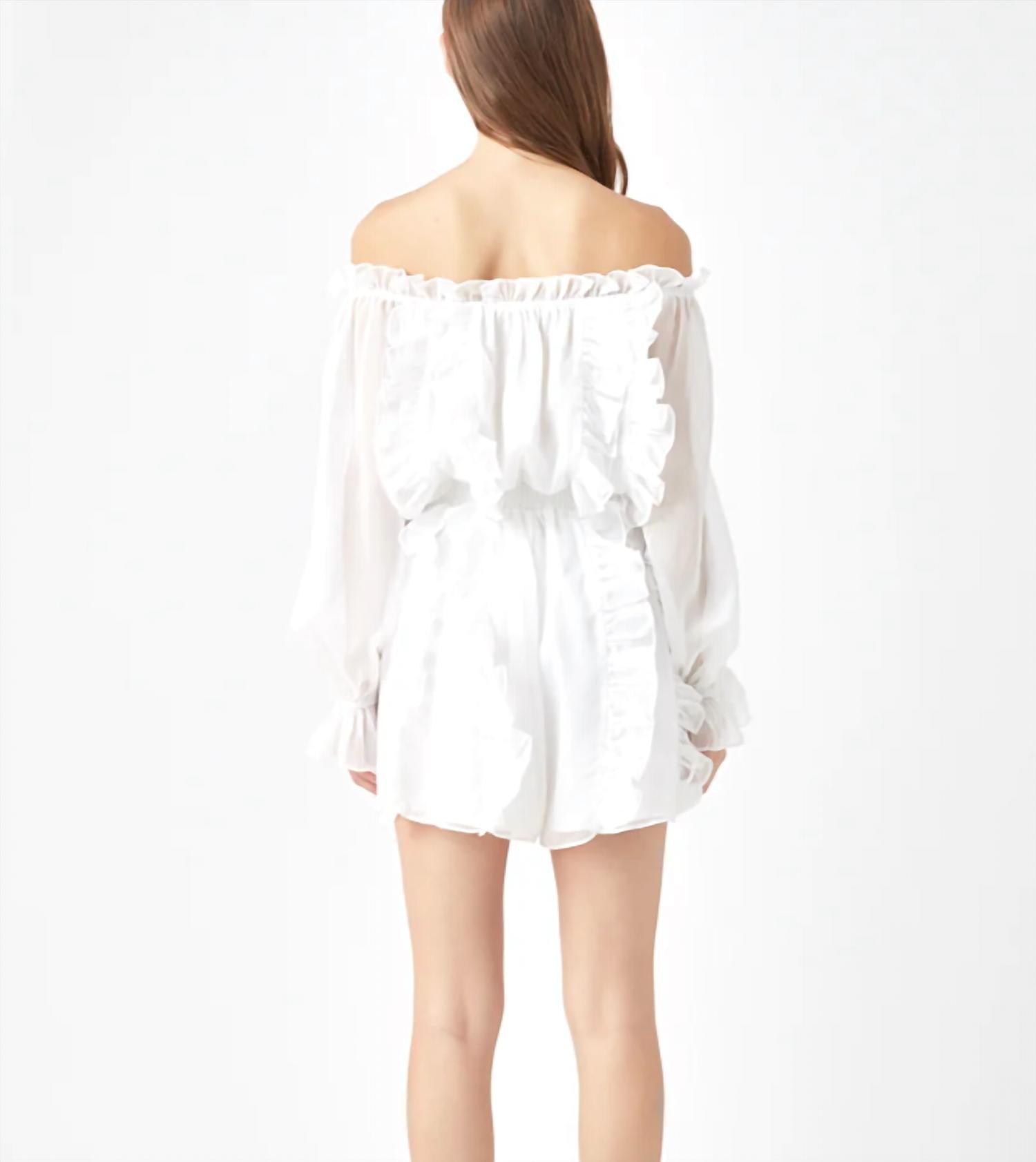 Endless Rose - Off the Shoulder Ruffled Romper