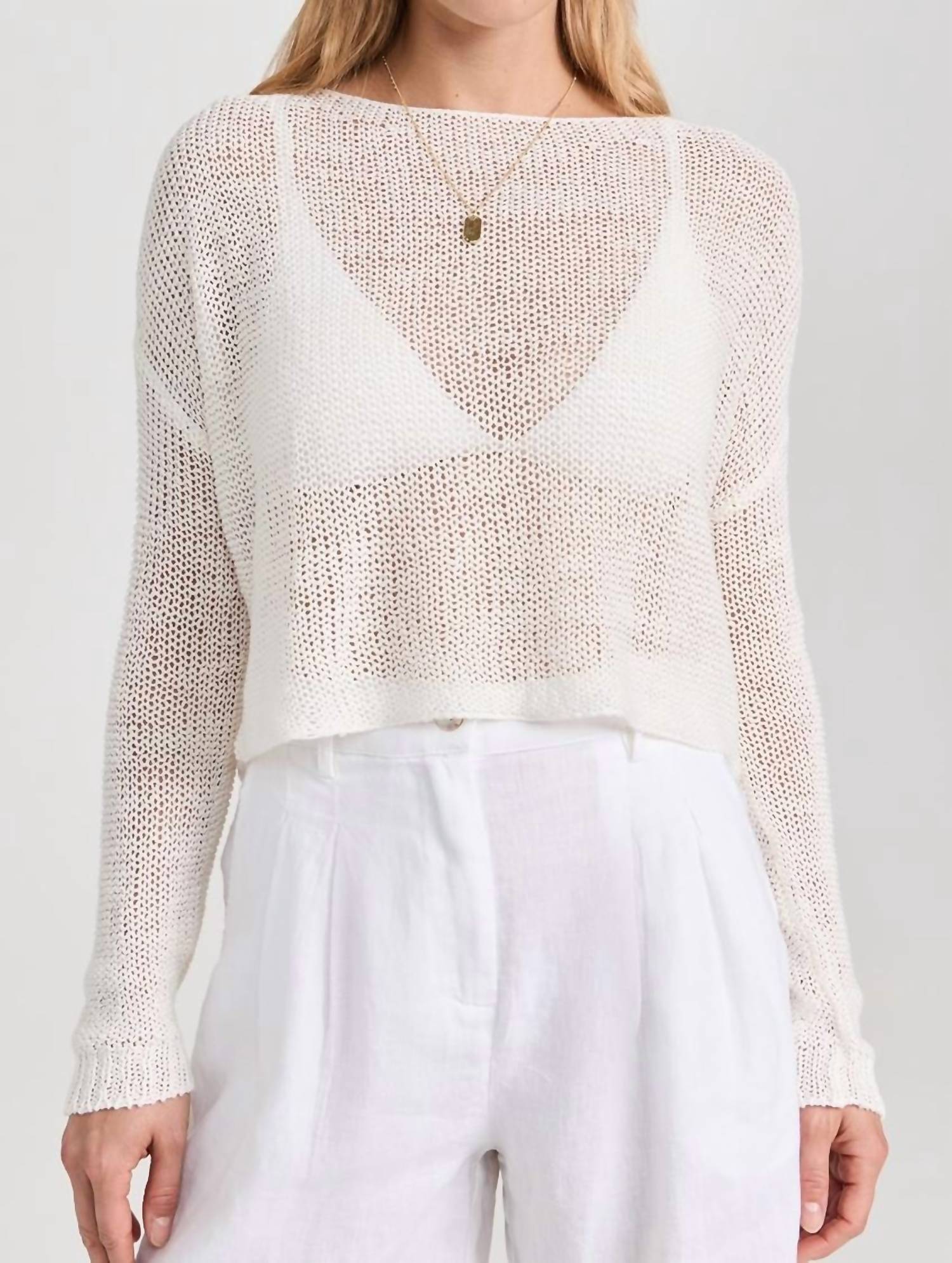 Enza Costa - Linen Open Knit Bateau Sweater