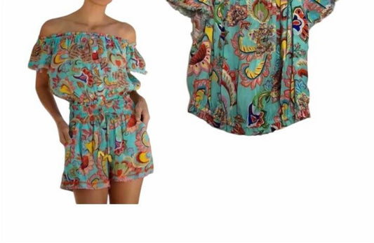 Taj By Sabrina Crippa - Lita Off The Shoulder Floral Crop Top