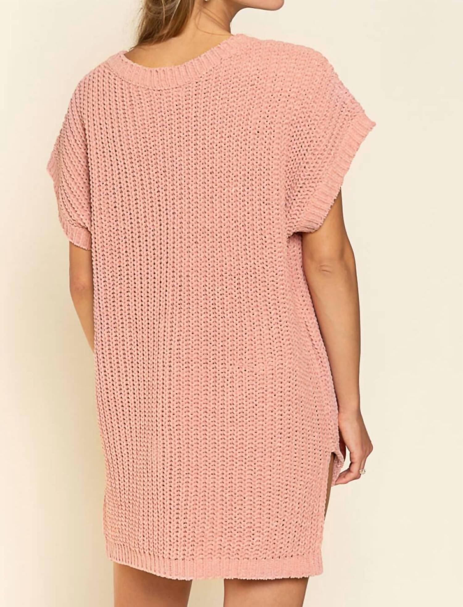Pol - High-low Short Sleeve Chenille Sweater