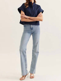 Entro - Short Sleeve Stand Collar Top
