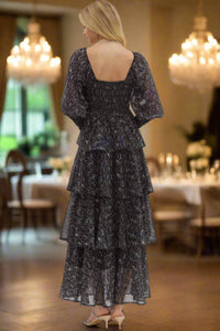 Entro - Tiered Floral Puff Sleeve Maxi Dress