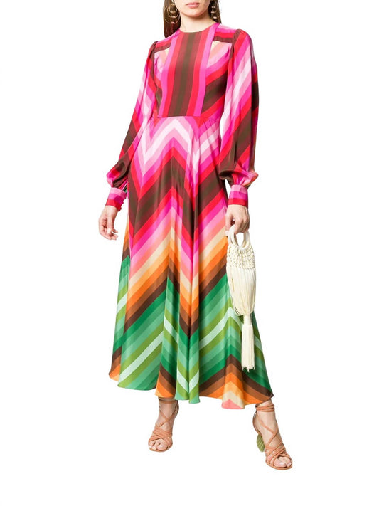 Valentino - Chevron Print Long Dress