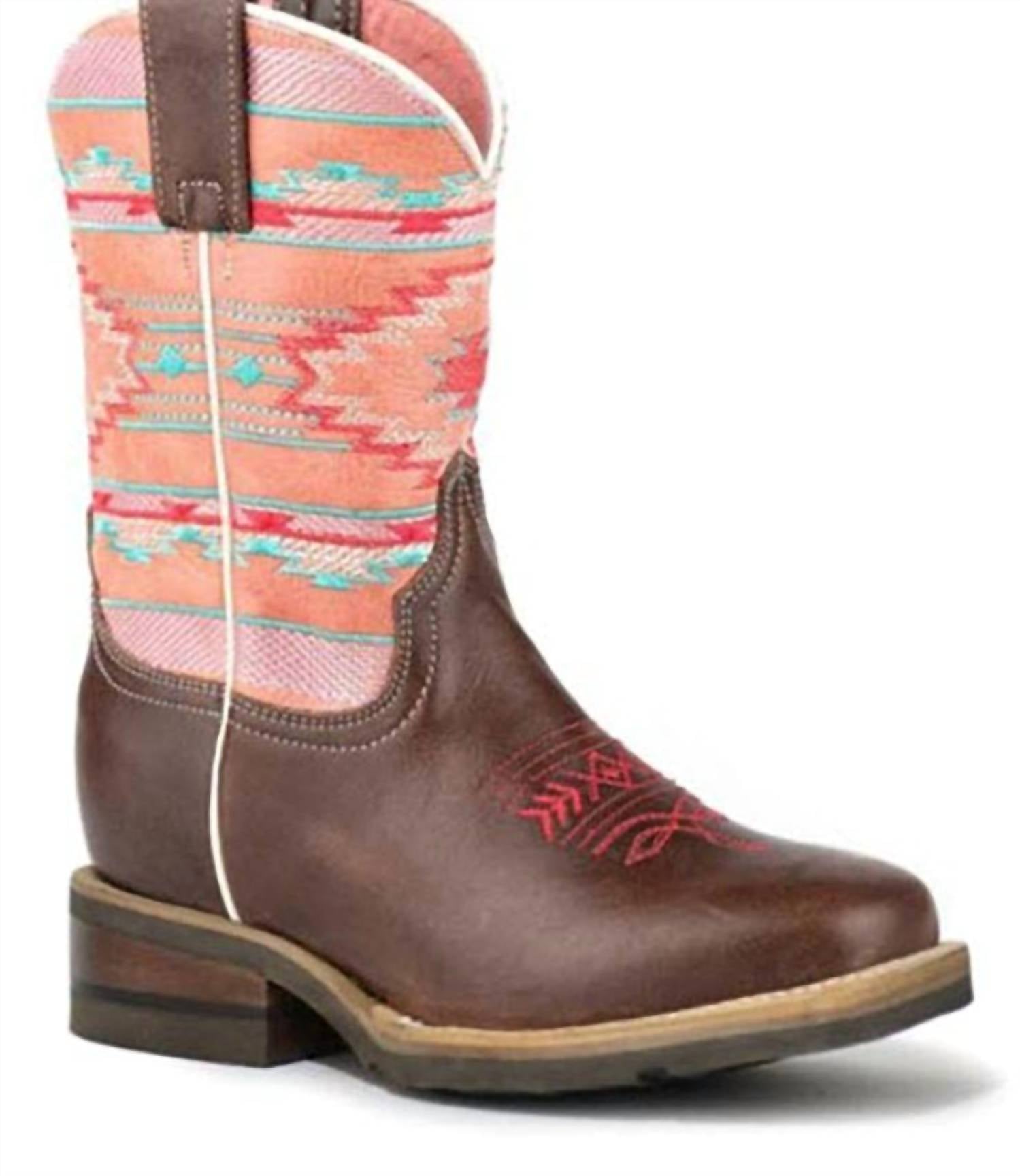 Roper - Kids Shailee Aztec Geo Sole Cowgirl Boot