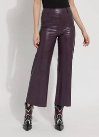 Lysse Hi Waist Vegan Leather Wide Leg Pants in double espresso - women's pants