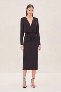 ALEXIS Fraser Midi Dress in black - women's dress - alternate view