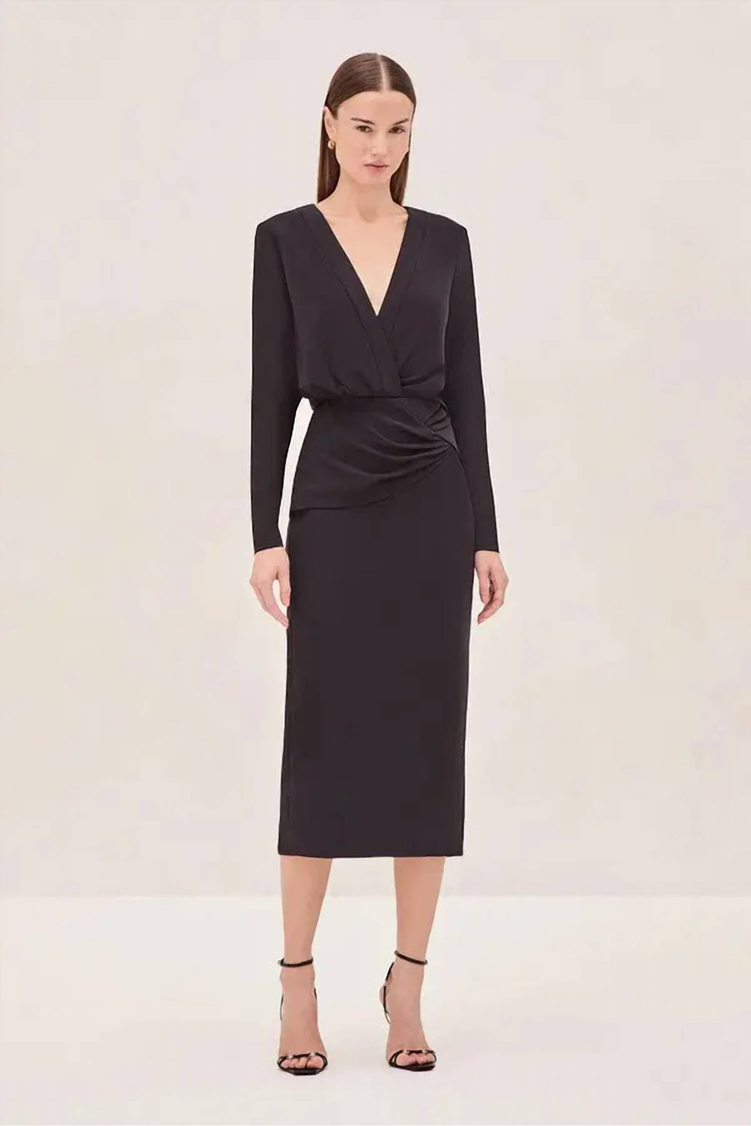 ALEXIS Fraser Midi Dress in black - women's dress - alternate view