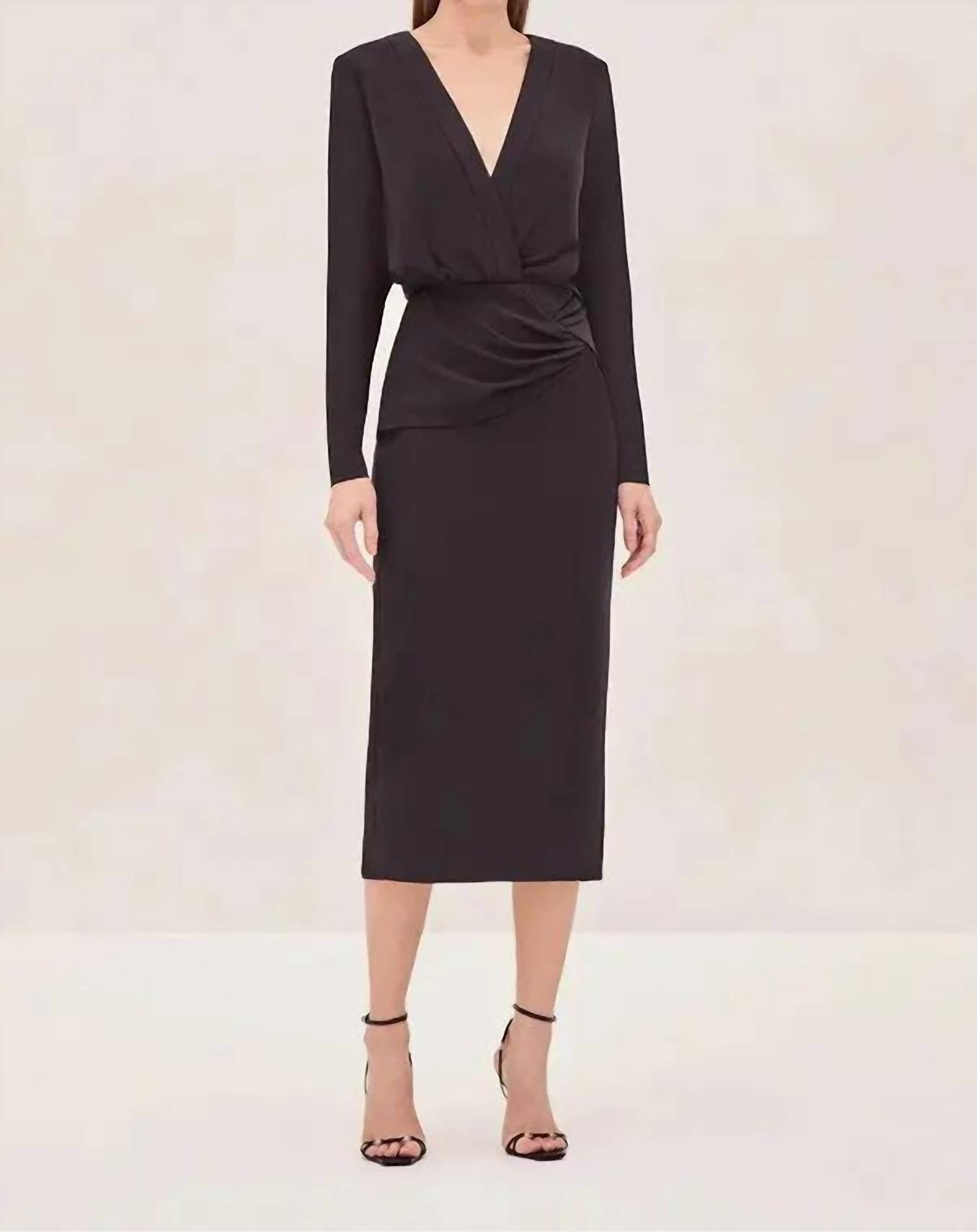 ALEXIS Fraser Midi Dress in black - women's dress - detail view