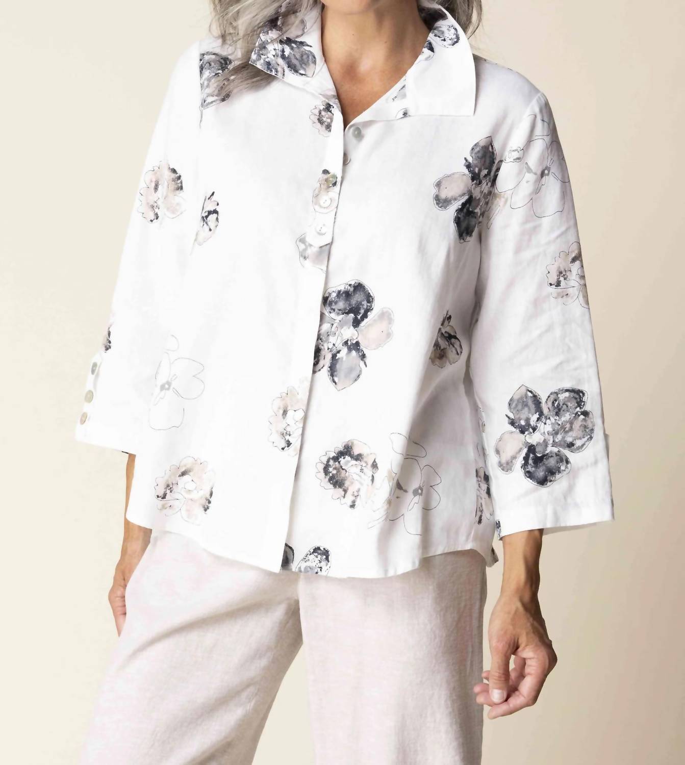 Habitat - 3/4 Sleeve Collared Button Down Shirt