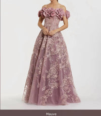 Mac Duggal - Oversized Floral Off the Shoulder Dress