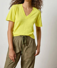 Lilla P - Women's Short Sleeve V-neck Sweater