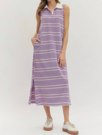 entro Polo Stripe Midi Dress in lavender - women's dress