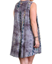 Umgee - Tie Dye Sleeveless Keyhole Dress - Plus