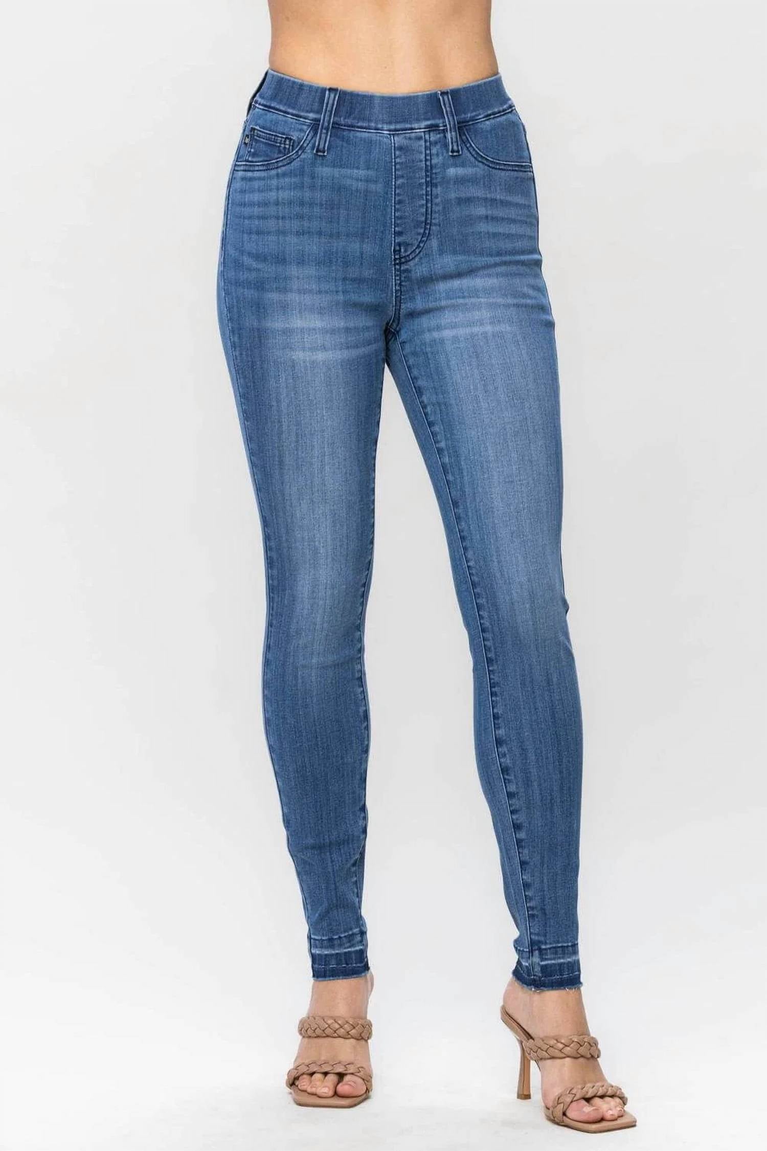 Judy Blue - High Waist Release Hem Pull On Skinny Jeans