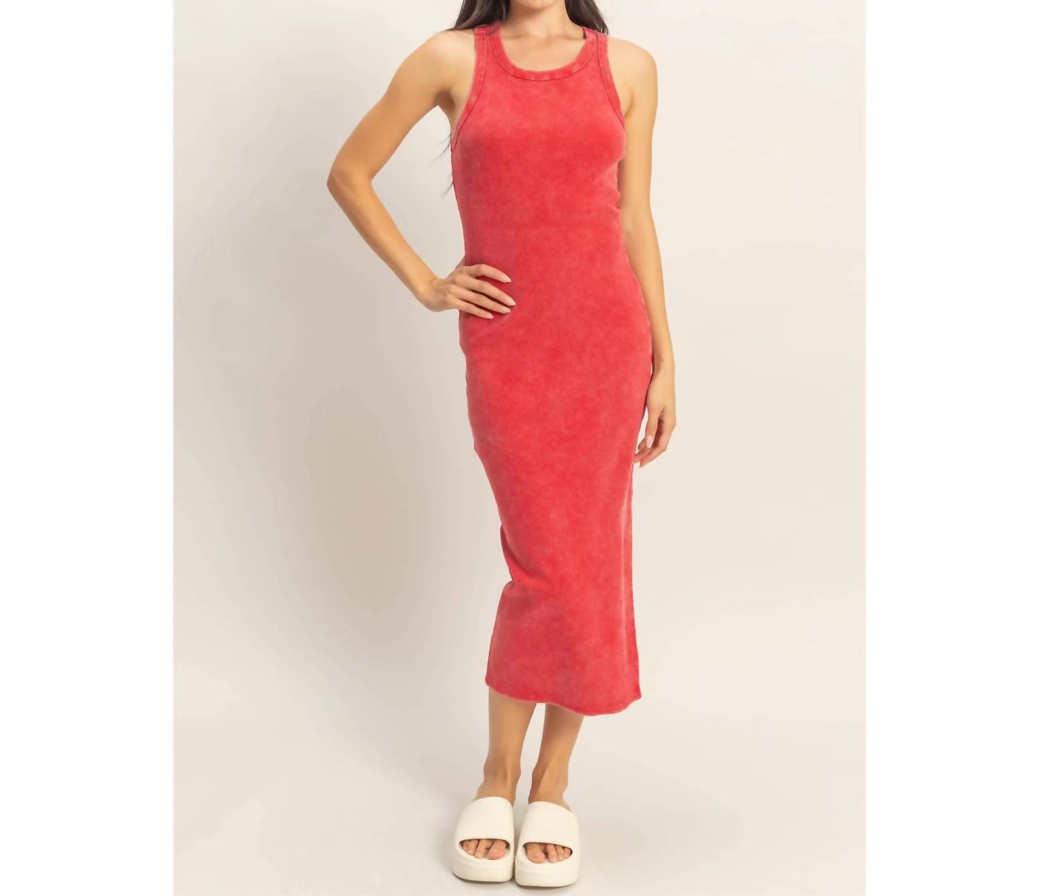 Hyfve - Acid Washed Ribbed Midi Tank Dress