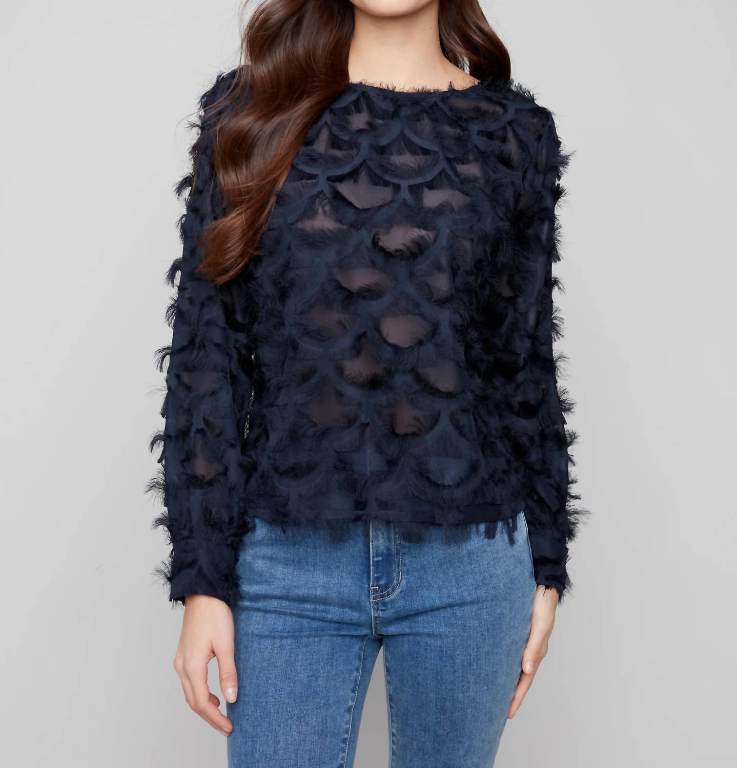 Charlie B - eyelash chiffon top