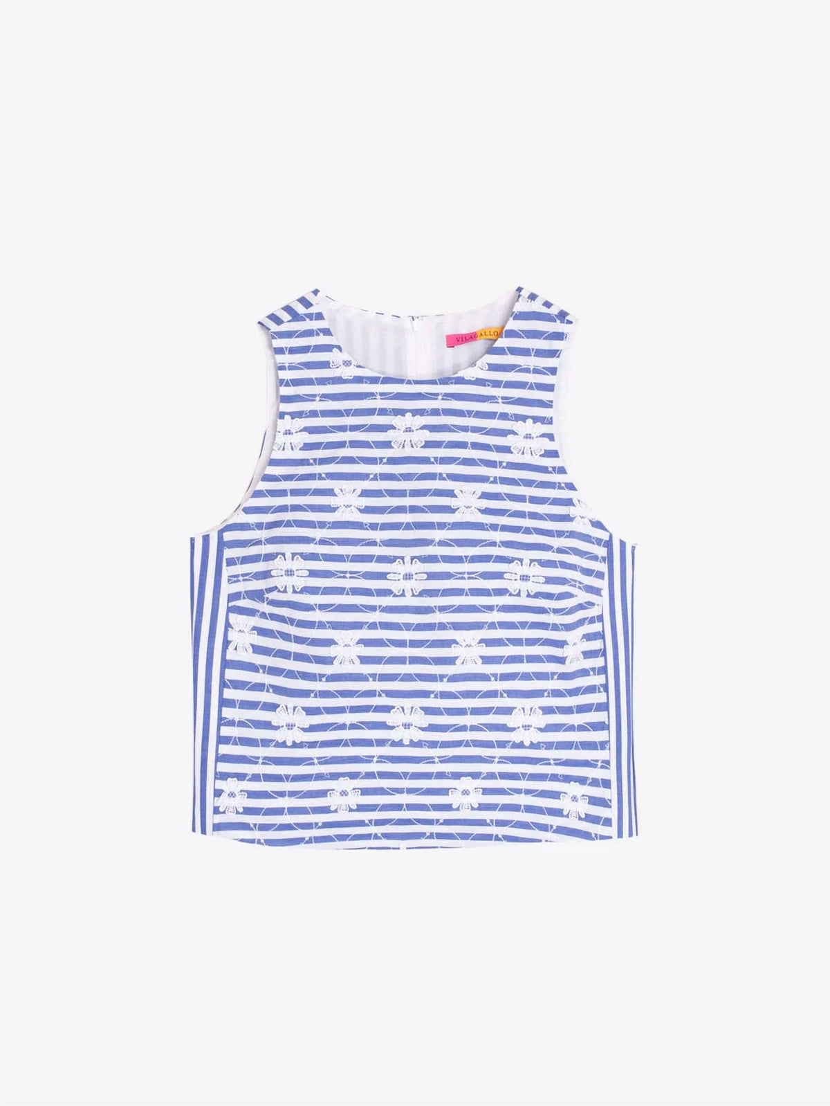 Vilagallo - Women's Striped Top With Floral Embroidery