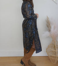 NIBI MTK Zoey Midi Dress in blue flower - women's dress - alternate view