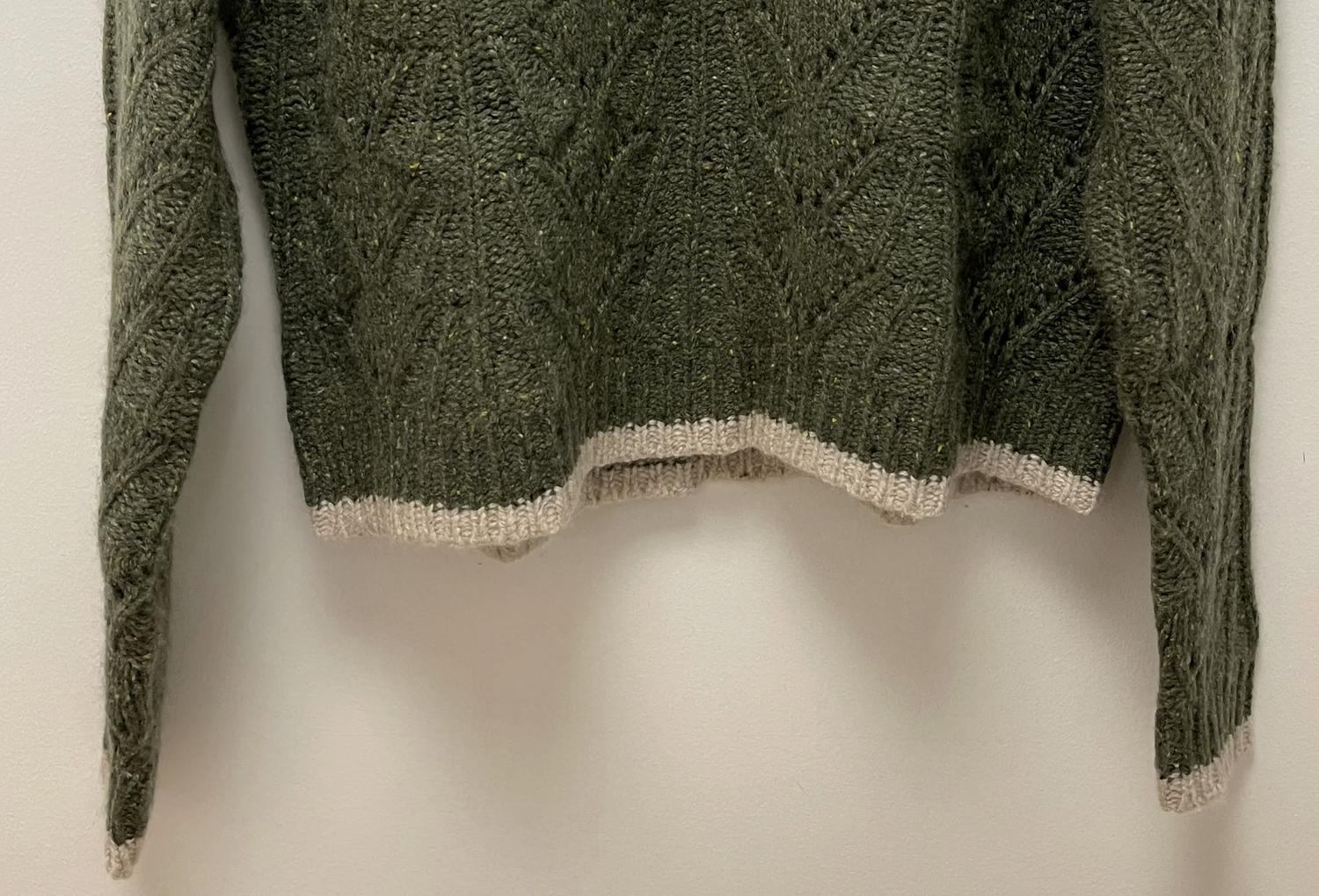 Autumn Cashmere - Women's Boxy Shell Stitch Tipped Crew Top