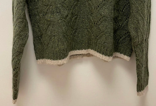 Autumn Cashmere - Women's Boxy Shell Stitch Tipped Crew Top