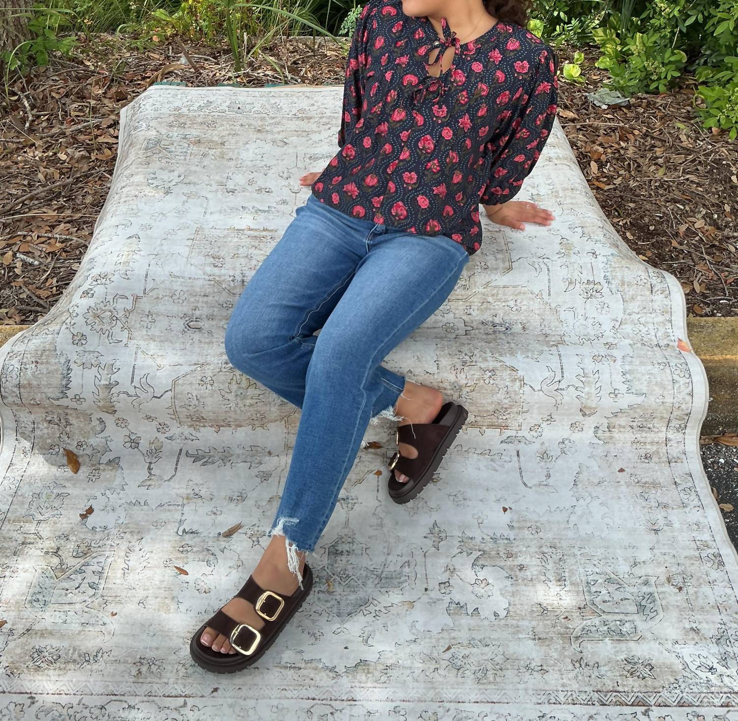 Umgee - Mix Floral Pintuck Top